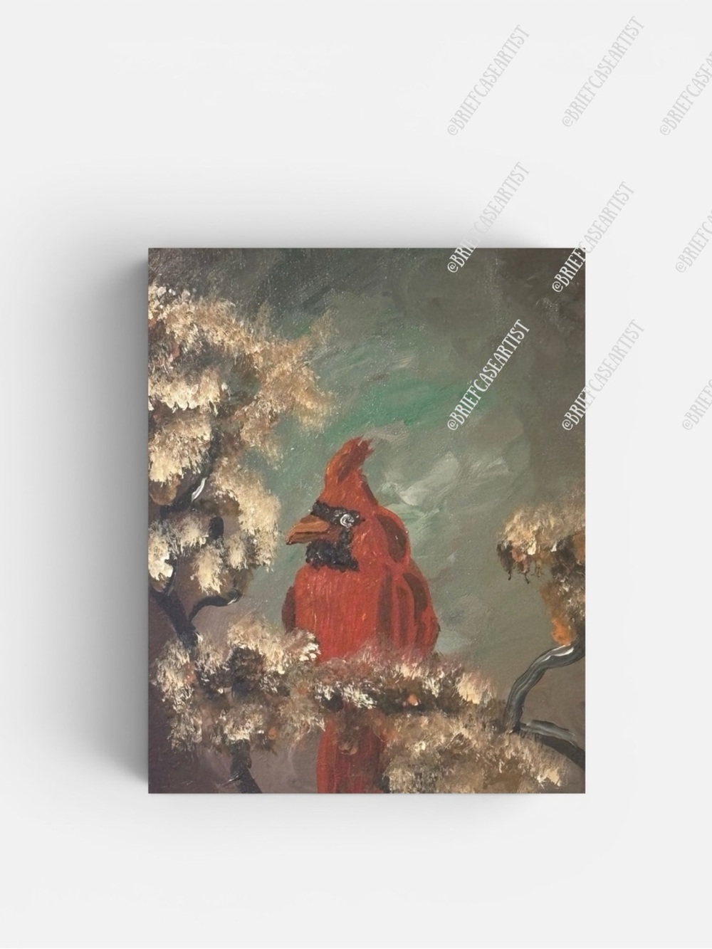 Cardinal in Winter Trees Art Print 8x10 by Briefcase Artist
